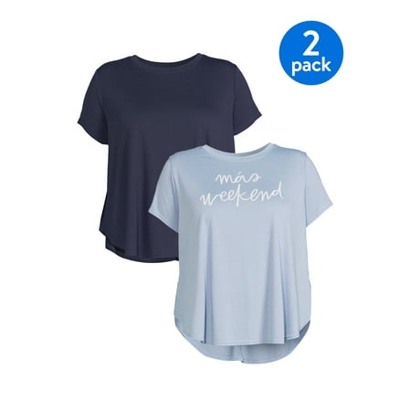 Terra & Sky Women's Plus Size Shirttail T-shirt, 2-Pack