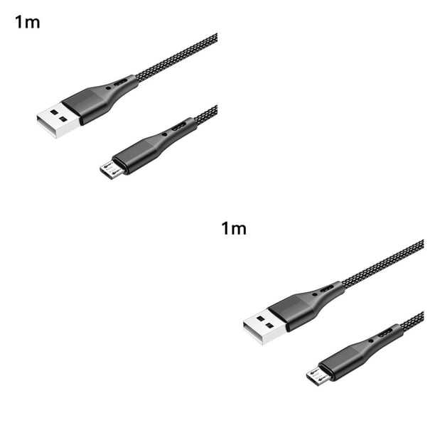 Cateissary Cable de carga Cable USB tipo C rápido Cable de datos Nylon trenzado Cable de teléfono móvil Accesorio Negro 1M 2Conjunto