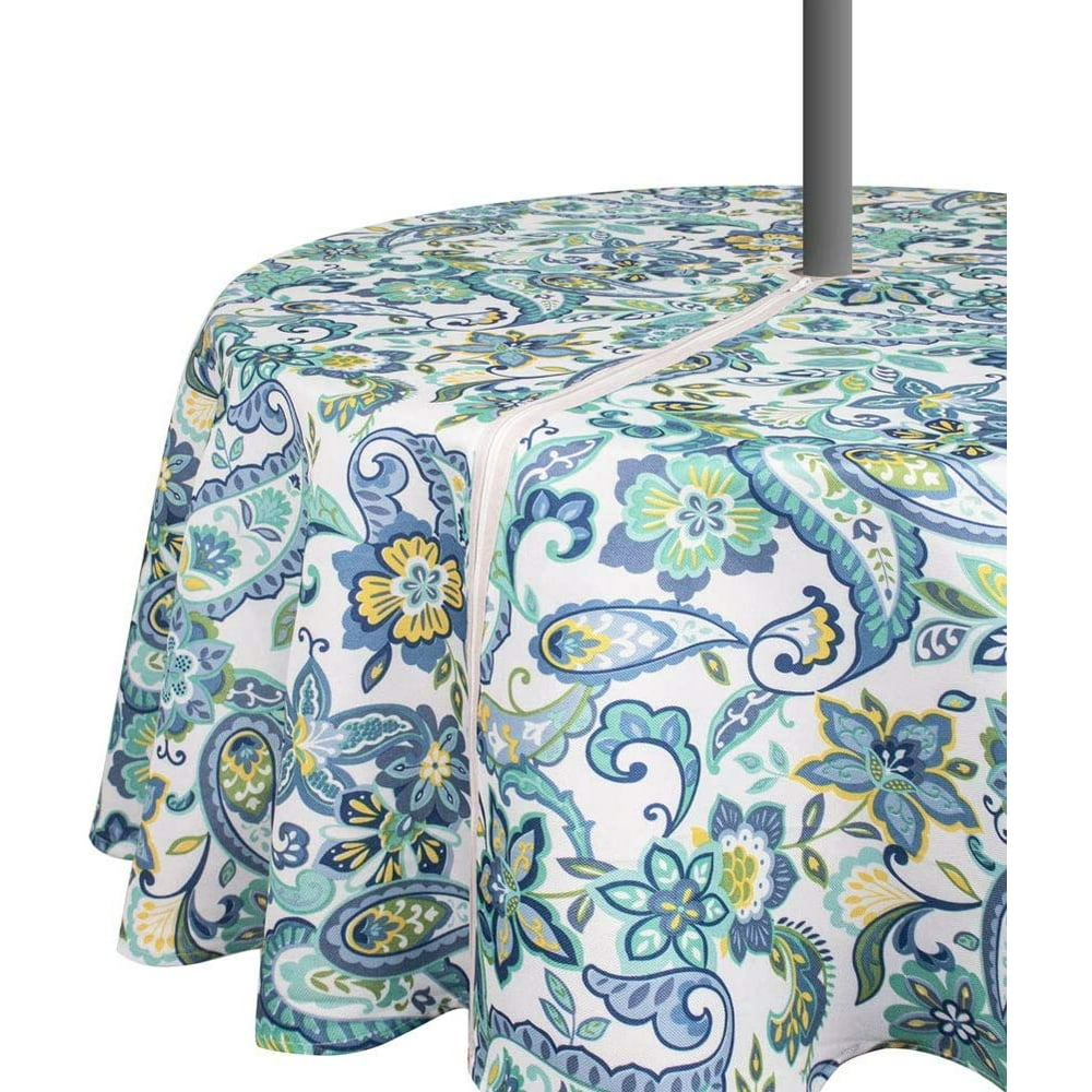 VCVCOO Outdoor Picnic Tablecloth with Umbrella Hole Stain Resistant