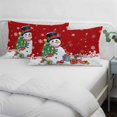 thumbnail image 3 of Red Snowman Christmas Pillow Covers, Linen Long Throw Pillow Case, Xmas Tree Gifts Snowflake Winter Holiday Pillow Protector Decorative Cushion Cover for Living Room/Bedroom 12" x 20", 3 of 8