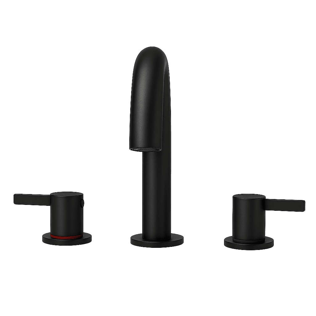 8 Inch Widespread Bathroom Faucet Matte Black 2 Handle 3 Hole with 360 °   Rotating Spout and Pop-Up Drain  LJH