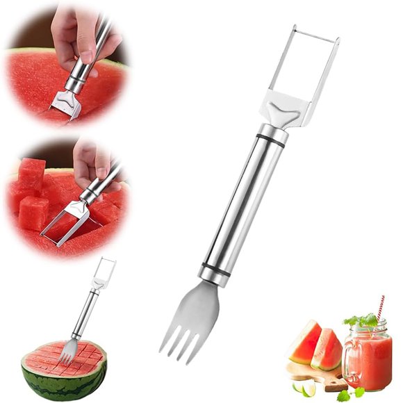 2 In 1 Stainless Steel Fruit Cutter Watermelon Cutter 2024 Newest Watermelon Slicer Watermelon Cutter Melon Cutter Tool Watermelon Cutting Tool Stainless Steel Fruit Cutter For Kit Small Dining Table