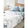 thumbnail image 5 of Queen Flat Sheet Only Country Eucalyptus Leaf Soft Microfiber Cooling Bedding Sheets Watercolor Light Blue Leaves Flat Bed Sheet for Hotel,Home Decor, 5 of 9