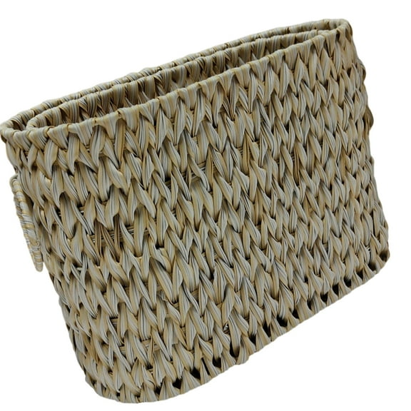 Elegant Wicker Storage Basket with Lid Narrow Bathroom Organizers for 6 to 9 Rollsl Portable for Closet