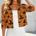 thumbnail image 6 of lcziwo Womens 3/4 Rolled Sleeve Shrugs Tops Casual Open Front Lightweight Cardigans Cute Halloween Graphic Costumes Brown L, 6 of 8