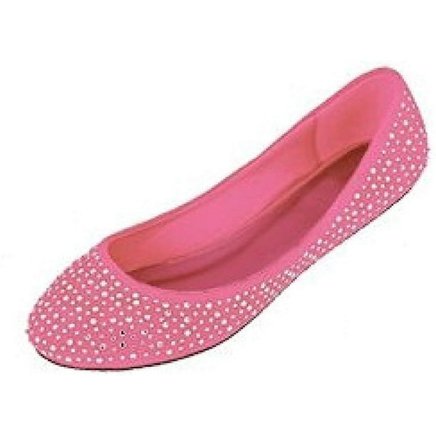 Shoes8teen - Womens Faux Suede Rhinestone Ballerina Ballet Flats Shoes ...