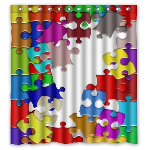 HelloDecor Autism Awarenes Puzzle Piece Shower Curtain ...