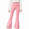 thumbnail image 3 of Teylalorva Girl's Leggings High Waist Flared Shark Style Pants Stretchy Comfy Breathable Autumn Long Trousers（Girls） Pink Size 6, 3 of 9