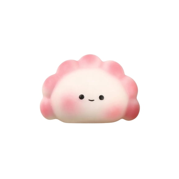 Squishy Dumpling Squeeze Toy with Slow Rising Squeezable Design, Pink and White, for Kids and Adults, Toy