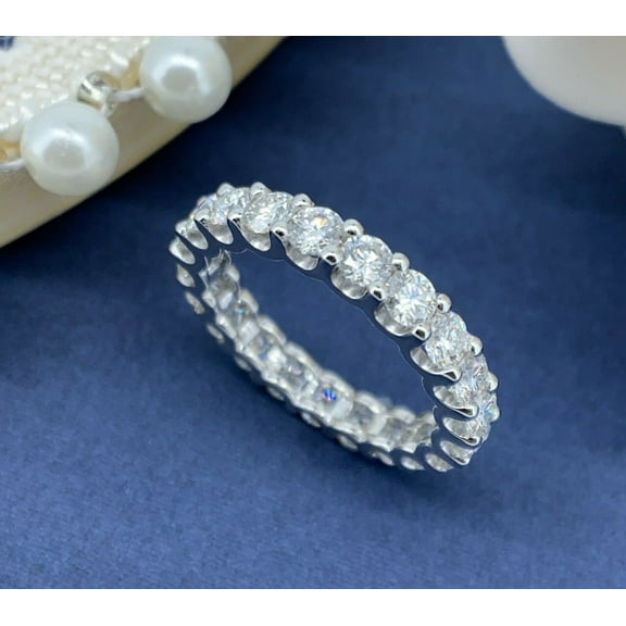 3.50 mm Moissanite Rounds Eternity Ring, Eternity Band, Wedding Band, Engagement Ring, Anniversary Ring, Statement Ring, Eternity Ring