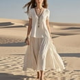 thumbnail image 5 of Summer Akafmk Summer Dresses for Women Casual Loose Cotton Linen Dress Short Sleeve A-line Sundress Boho Maxi Dresses Flowy Beach Long Dress, 5 of 5