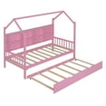 thumbnail image 6 of Harper & Bright Designs Twin Size House Bed with 2 Drawers and Storage Shelves Kids Montessori Bed Wood Playhouse Tent Bed Frame for Girls Boys, Pink, 6 of 11