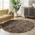 thumbnail image 4 of Garvee 3x3ft Round Modern Abstract Area Rug Solid Rug with Non Slip Rubber Backing, Washable Rug Low Pile Ultra Soft Indoor Carpet for Living Rooms Bedroom Dining Room, Brown, 4 of 8