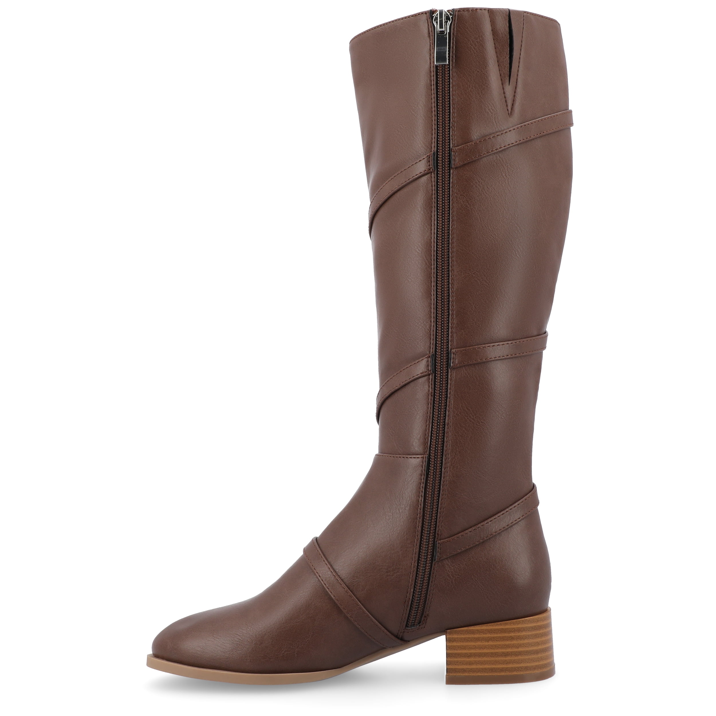 Journee Womens Elettra Stacked Block Heel Round Toe Boots