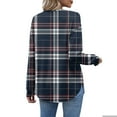 thumbnail image 4 of Flannel Shirt Women Plaid Long Sleeve Button Down Henley Shirts Dressy Casual Fall Ladies Tops and Blouses Royal Blue S, 4 of 4