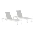 thumbnail image 4 of Outdoor Chaise Lounge Set of 2 with 5 Adjustable Position & Mesh Seat, Aluminum Patio Lounge Chair with Wheels for Outdoor Backyard Poolside, Gray+White, 4 of 9