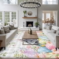 thumbnail image 3 of Large Area Rugs for Living Room Bedroom, Easter 6'x9' Rug Washable Carpet Runner Indoor Outdoor, Spring Rabbit Eggs Flowers Leaves Grey Plaid Non Slip Floor Mats Rug for Kitchen, Playroom, 3 of 8