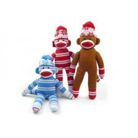 Plushland Holiday Sock Monkey Beanies, 8" Asst.