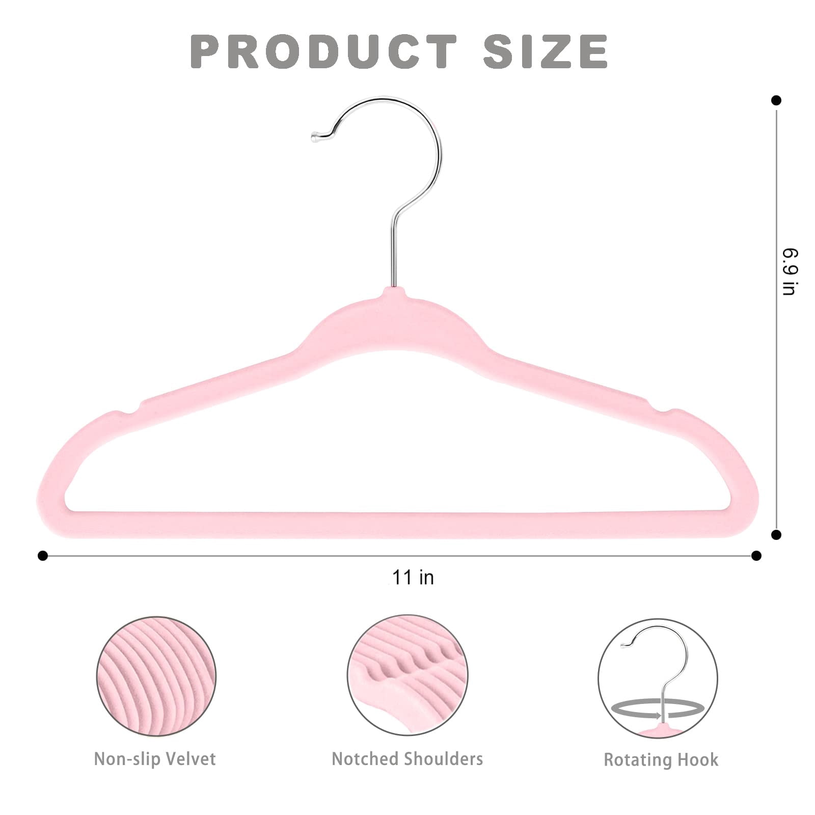 Children's Clothes Hangers Blush Pink Baby-50 Pack 11 Inches