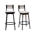 thumbnail image 4 of Set of 2 Swivel Bar Stools, 36inch Counter Height Bar Chairs with Metal Frame, Rustic Hand Woven Paper Rope Dining Chairs with Back and Footrest for Kitchen Counter Dining Room, 4 of 7