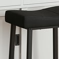 thumbnail image 2 of Counter Height Bar Stools Set of 2, 24 Inch Barstools for Kitchen Counter, Kitchen Stools with Bonded Leather Saddle Seats & Heavy Duty Metal Legs, Easy Assembly, 2 of 6