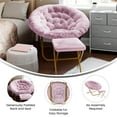 thumbnail image 3 of Emma + Oliver Oversize Faux Fur Folding Saucer Moon Chair with Ottoman for Dorm and Bedroom, Dusty Purple Faux Fur/Soft Gold Frame, 3 of 12