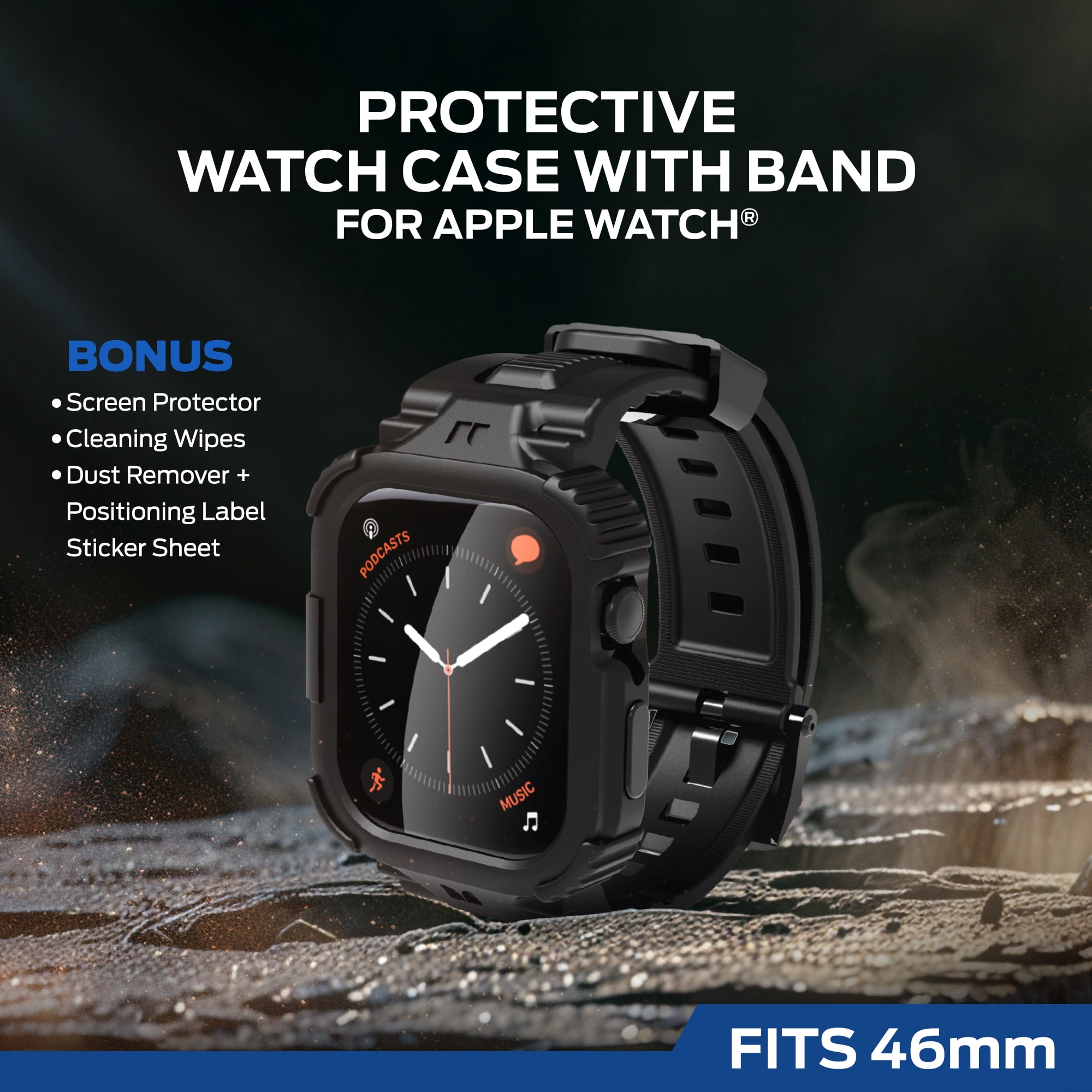 Monster Rugged Smart Watch Band with Protective Case and Touch-Sensitive Screen Cover, Compatible with Apple Watch, 46mm