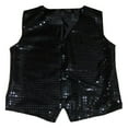 thumbnail image 2 of Girls Sequin Vest Sleeveless Shiny Sequins Button Vest Black Sparkle Jacket Girls Jazz Dance Performance Vest Size 7-8 Years, 2 of 9