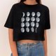 thumbnail image 1 of Pntutb Tops de mujer O-cuello Sol y Luna Impresión de manga corta Camiseta casual tops Pntutb Pntutb-28, 1 of 1