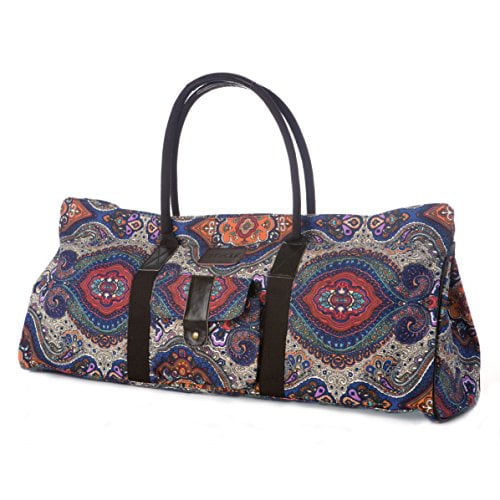 Kindfolk Yoga Mat Duffle Bag Patterned Canvas with Pocket and Zipper Celestial 