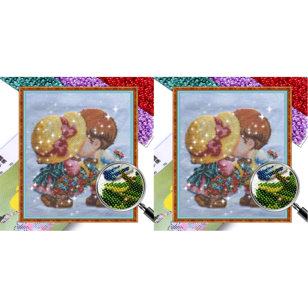 Kit Punto Cruz para Pareja Bordado Parcial Con Cuentas Impresas 9CT Arte El 27x30cm