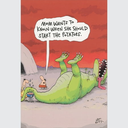 Nobleworks Caveman Grilling Dinosaur Tail: Start the Potatoes Funny / Humorous Father's Day Card