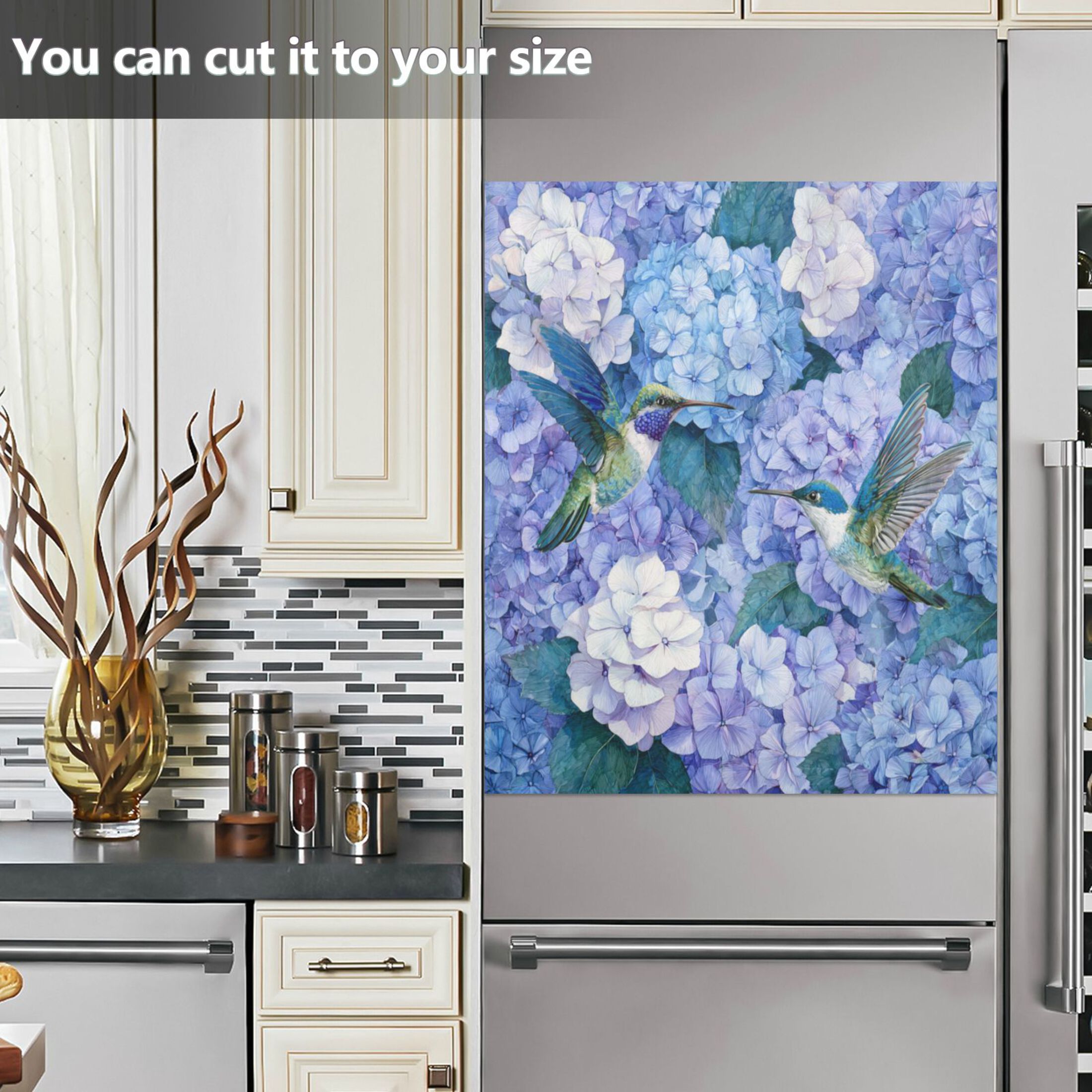 Dishwasher Magnetic Refrigerator Magnet Cover Sticker Home Decorative 23"x26" Beautiful Blue Hydrangeas