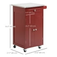 thumbnail image 3 of HOMCOM Kitchen Cart, Stainless Steel Top Small Trolley Towel Rack Red, 3 of 10