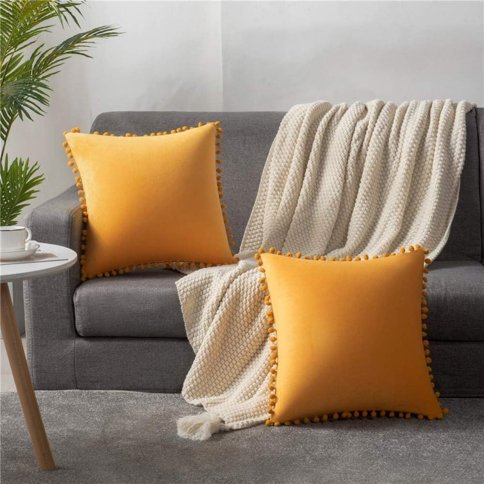 16×16 Inch Decorative Throw Pillow Cover 2-Pack Soft Textured Accent Cushion for Sofa Bed Living Room Home Decor