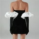 thumbnail image 5 of Moda mujer sólido manga larga Puff manga terciopelo vestido elegante fuera del hombro apretado vestido largo de fiesta Fridja  NMB2836, 5 of 8