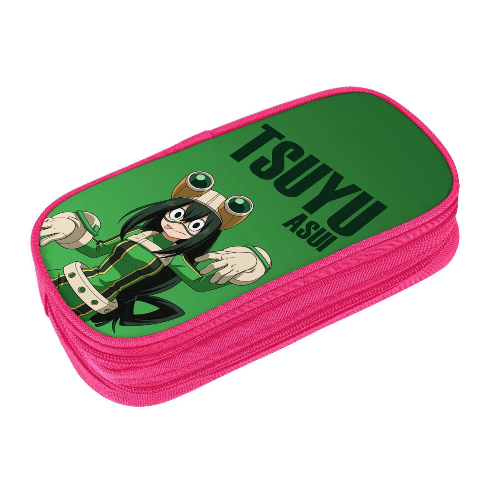 My Hero Academia Tsuyu Asui Pencil Case Large Capacity Pencil Pouch Pen Bag Office Stationery Organizer Travel Makeup Bag Pink