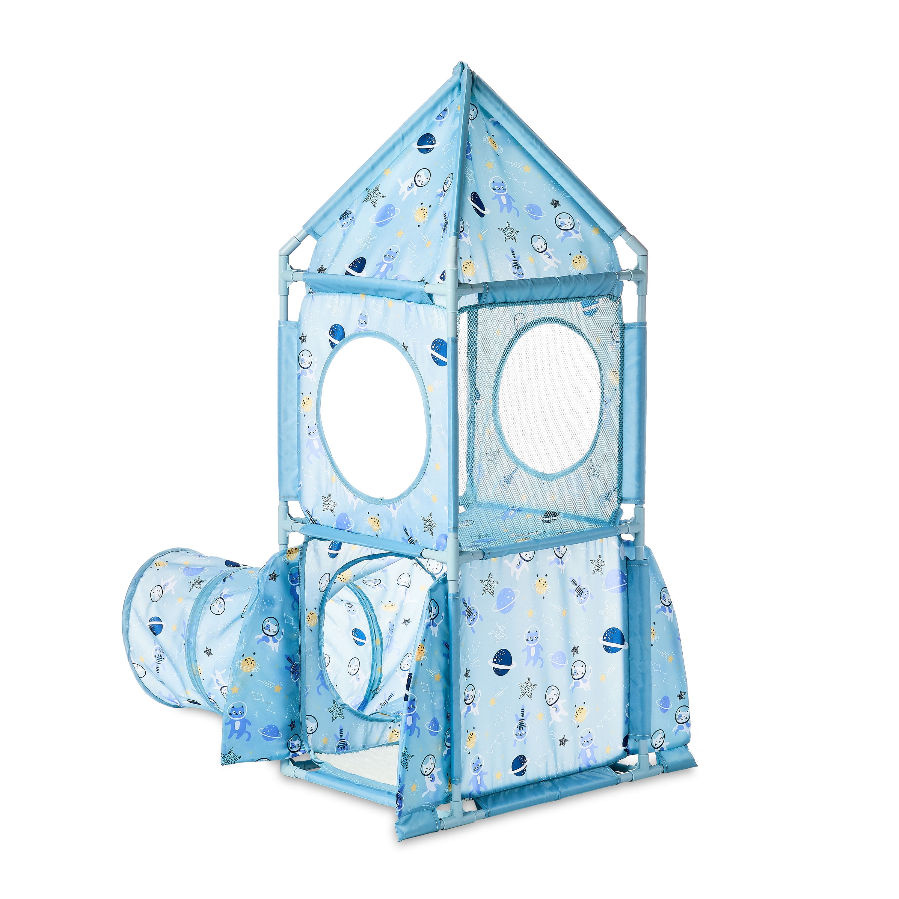 Vibrant Life Pop Open Space Rocket Cat Tower, Blue, 41 in