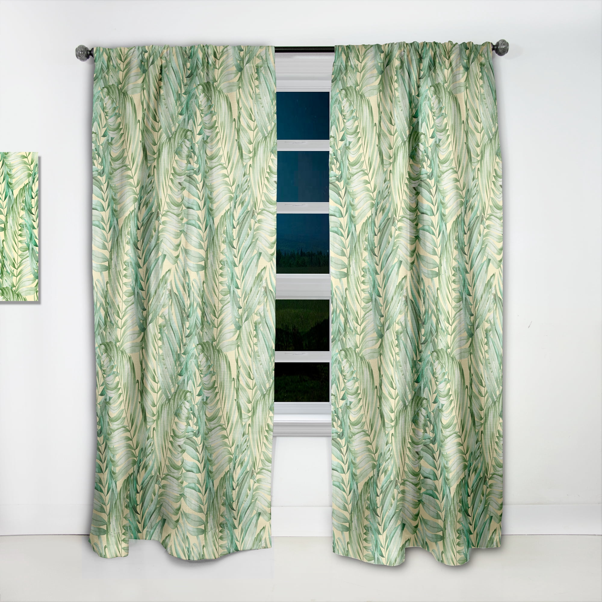 Designart 'Retro Tropical Foliage I' Mid-Century Modern Curtain Panel