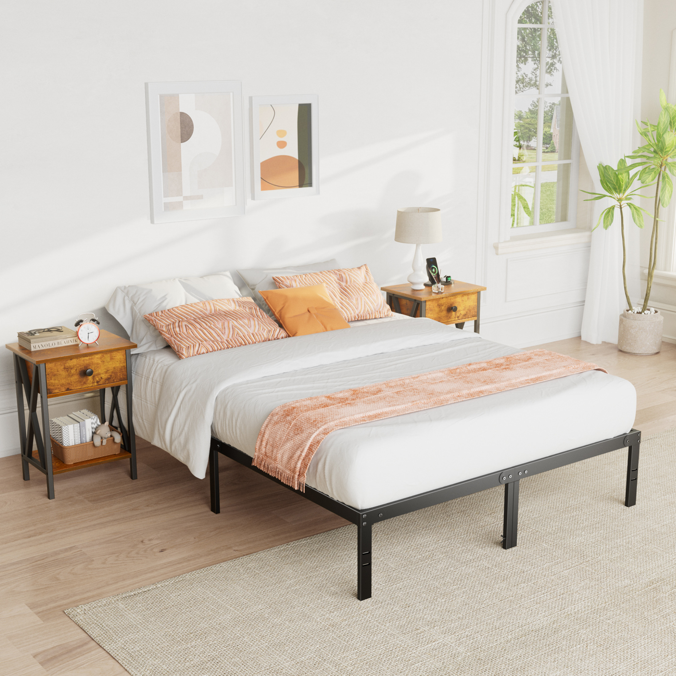edx Full Size Platform Bed Frame with Storage, Black photo 6