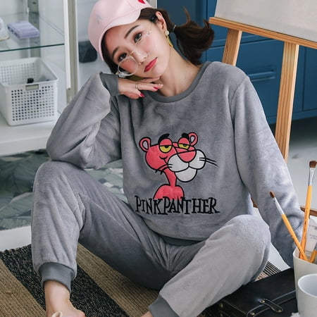 

Ladies Pyjama Women Winter Flannel Pajama Set Fleece Pajamas Sleepwear Thick Warm Velvet Female Homewear Suit Cute Sweet Pijama