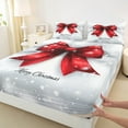 thumbnail image 3 of Manfei Red Kawaii Bowknot Full Size Sheets, Merry Christmas Bed Sheets, Glitter Winter Snowflake Sheet Sets, Breathable Home Decor, 4pcs, 3 of 7