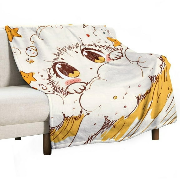 Cat Print Flannel Blanket Novelty Pattern Nap Blanket Sofa Room Office Soft Throw Blanket Outdoor Camping Warm Blanket
