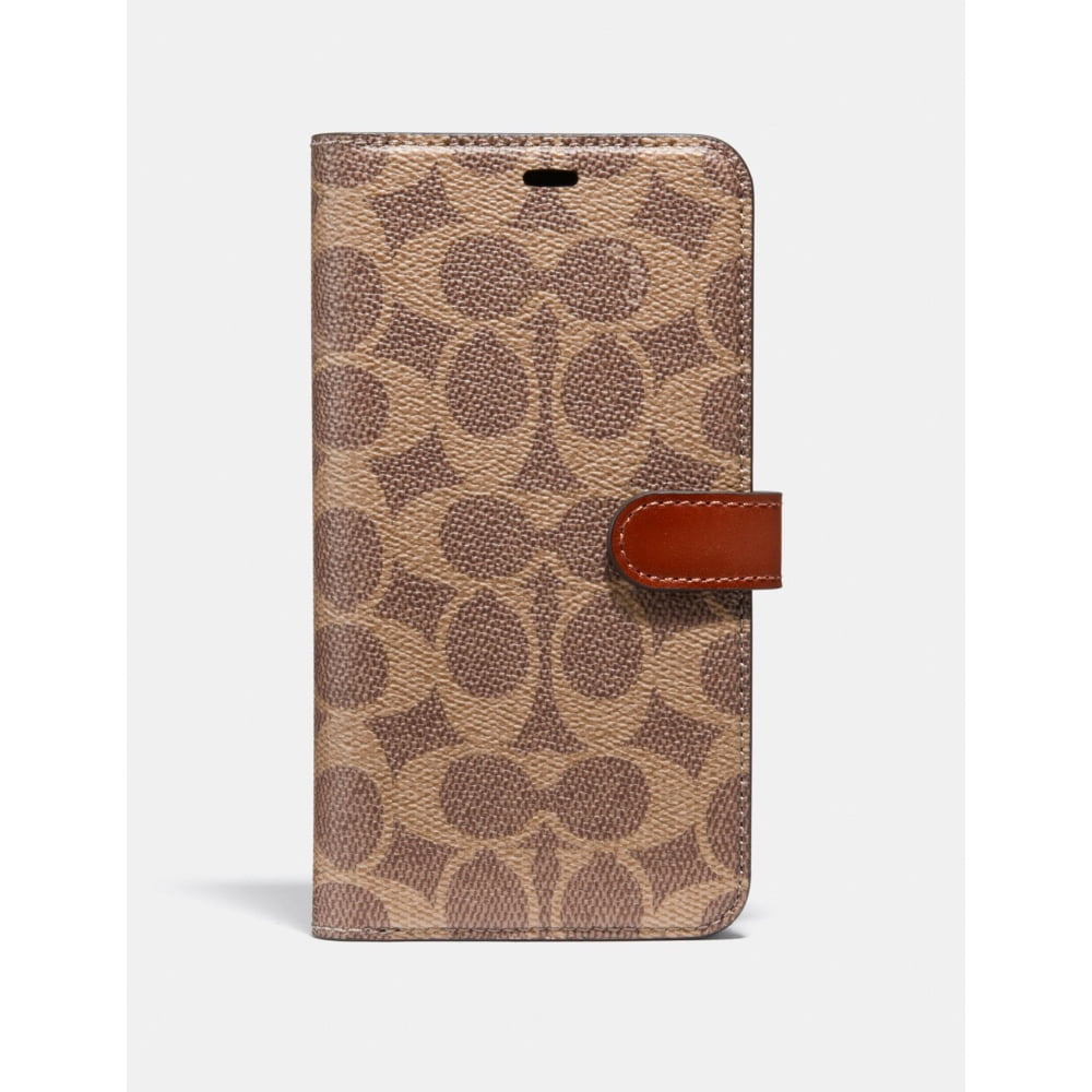 Coach iPhone Xs Max Folio Case in Signature Canvas (Tan) 