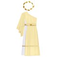 thumbnail image 6 of LiiYii Kids Girls Ancient Greek Princess Outfits One Shoulder Maxi Toga Dress with Wreath Headband Yellow 16, 6 of 7