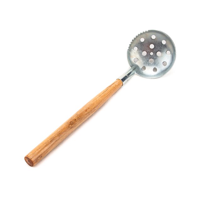 HEVIRGO Portable Ice Fishing Scoop Scooper Wood Handle Slush Skimmer Tool Accessory