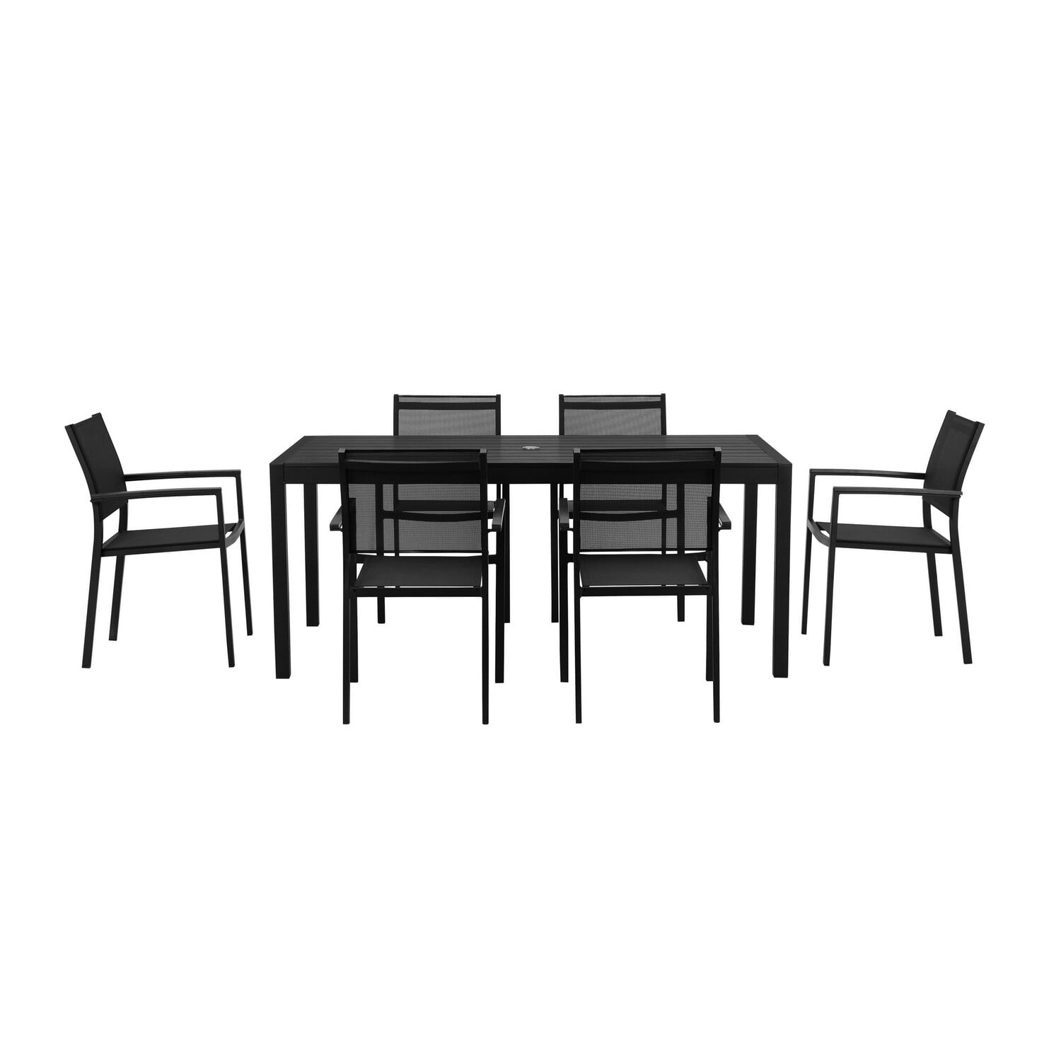 BenJara Fifi 7 Piece Dining Table Set, Black Metal Frames, Smooth