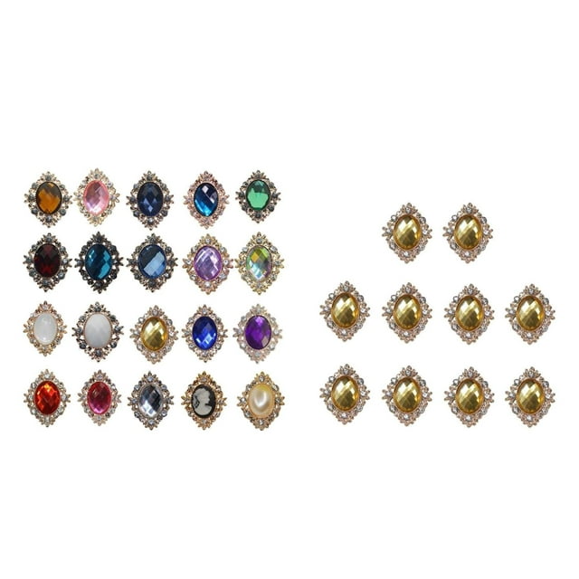 GUOOL 20pcs DIY Round Pearl Flat back Buttons Embellishments for Craft Card Making Mixed Color Gold