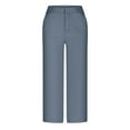 thumbnail image 4 of Simua Cropped Pants for Women Trendy Business Casual High Waisted Pull On Straight Leg Dress Pants with Pockets, 4 of 5