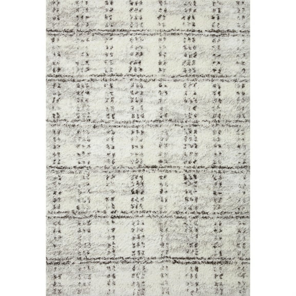 Loloi Bliss Shag Cream / Grey 5'-3" x 7'-6" Area Rug